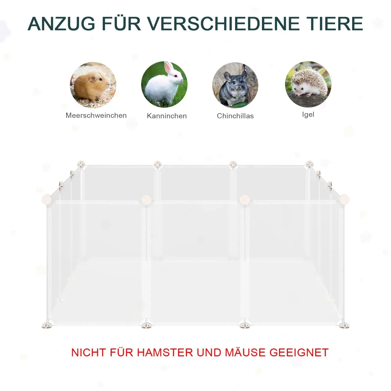 PawHut Freilaufgehege, Laufgitter für Kleintiere wie Kaninchen, Meerschweinchen und Igel.