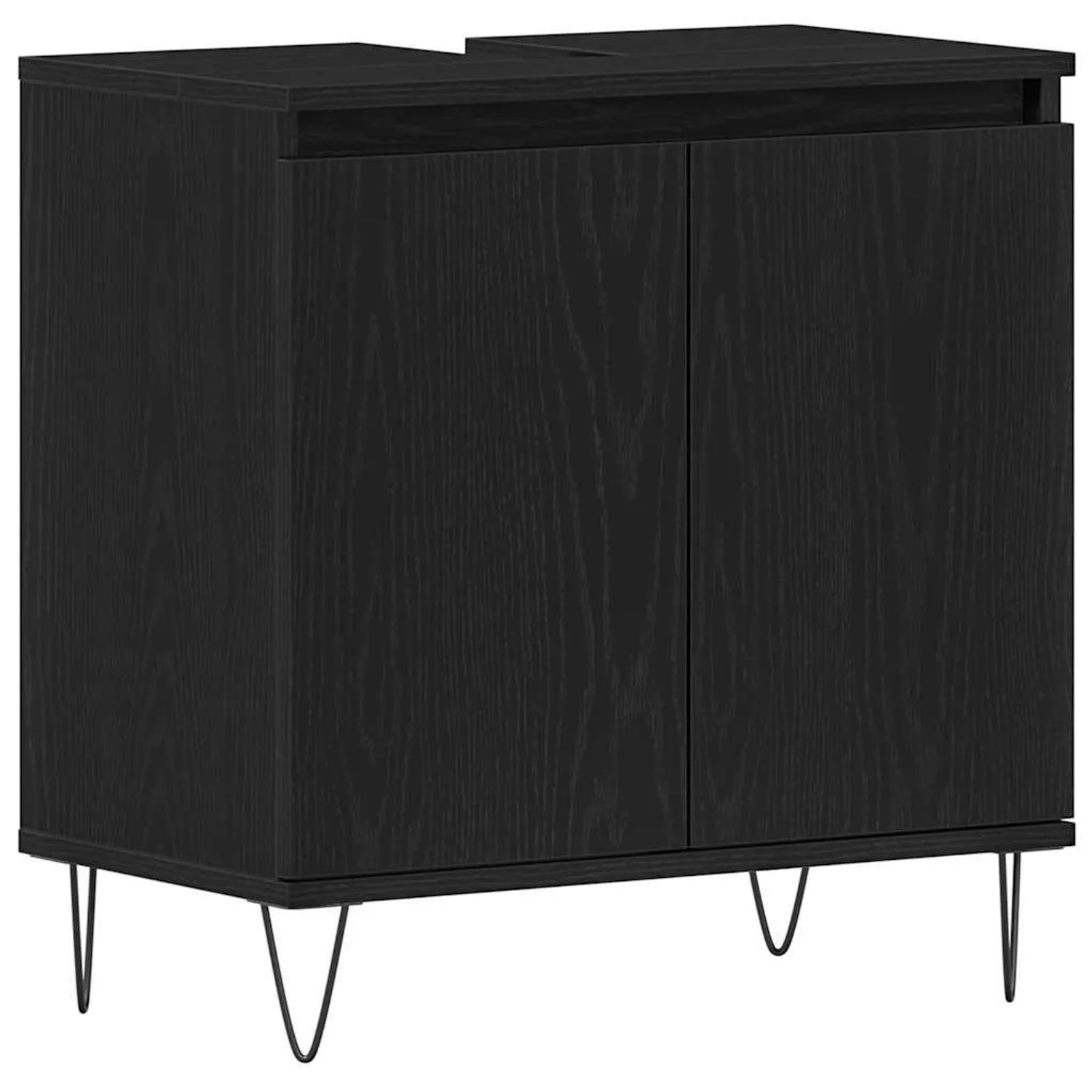 vidaXL Waschbeckenschrank mit Tür Schwarz Eichen-Optik 58 x 33 x 60 cm 862888