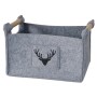 Grauer Boltze Aufbewahrungskorb Karly mit Hirsch-Motiv und Holzgriffen, 30x31x43cm.
