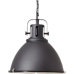 Schwarze Brilliant Pendelleuchte Jesper, Ø 47cm, im Industrie-Stil für Wohnräume.