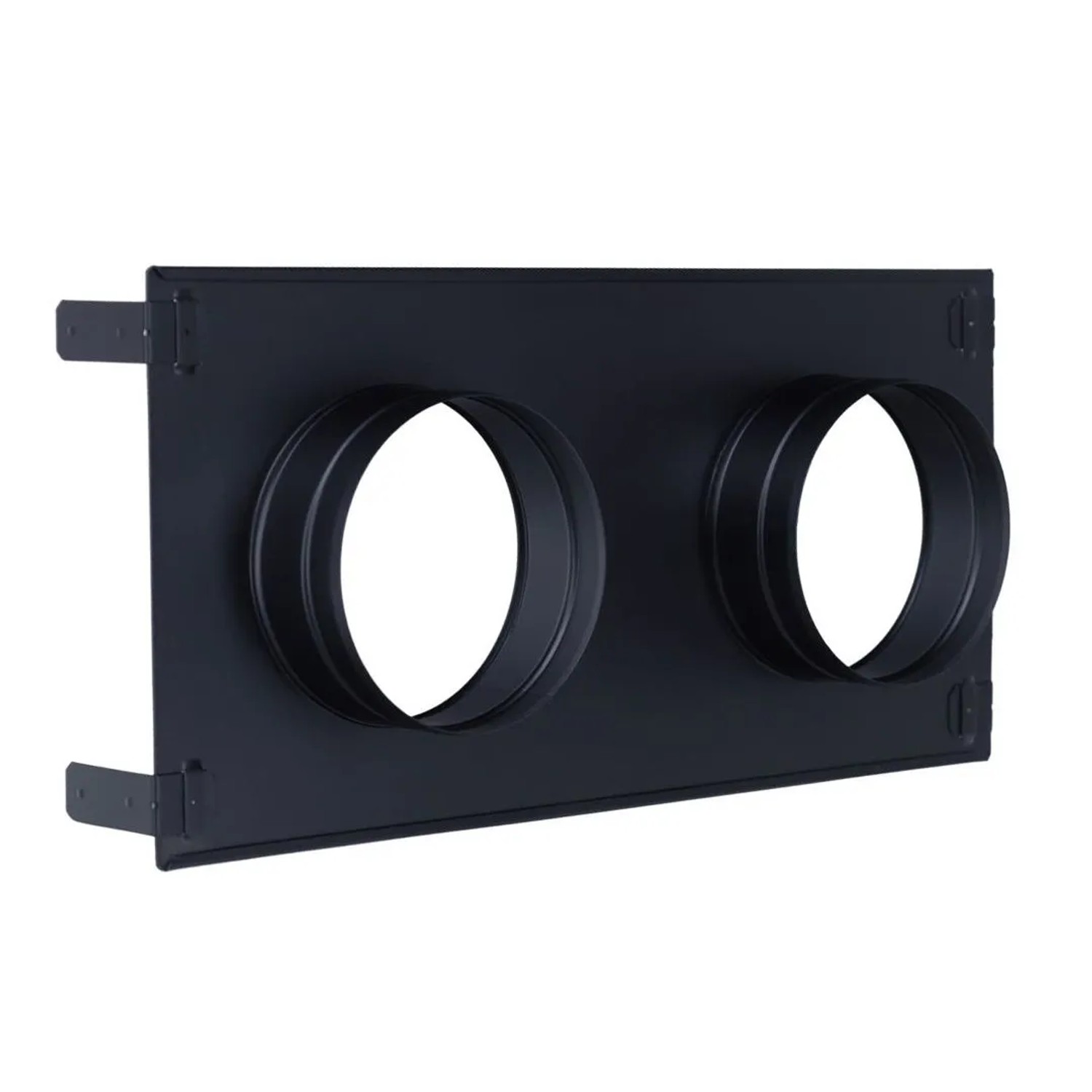 Subtiel Verstellbares Stutzenblech 450 x 240 mm Mit 2 Stutzen Ø 125 mm Schwarz
