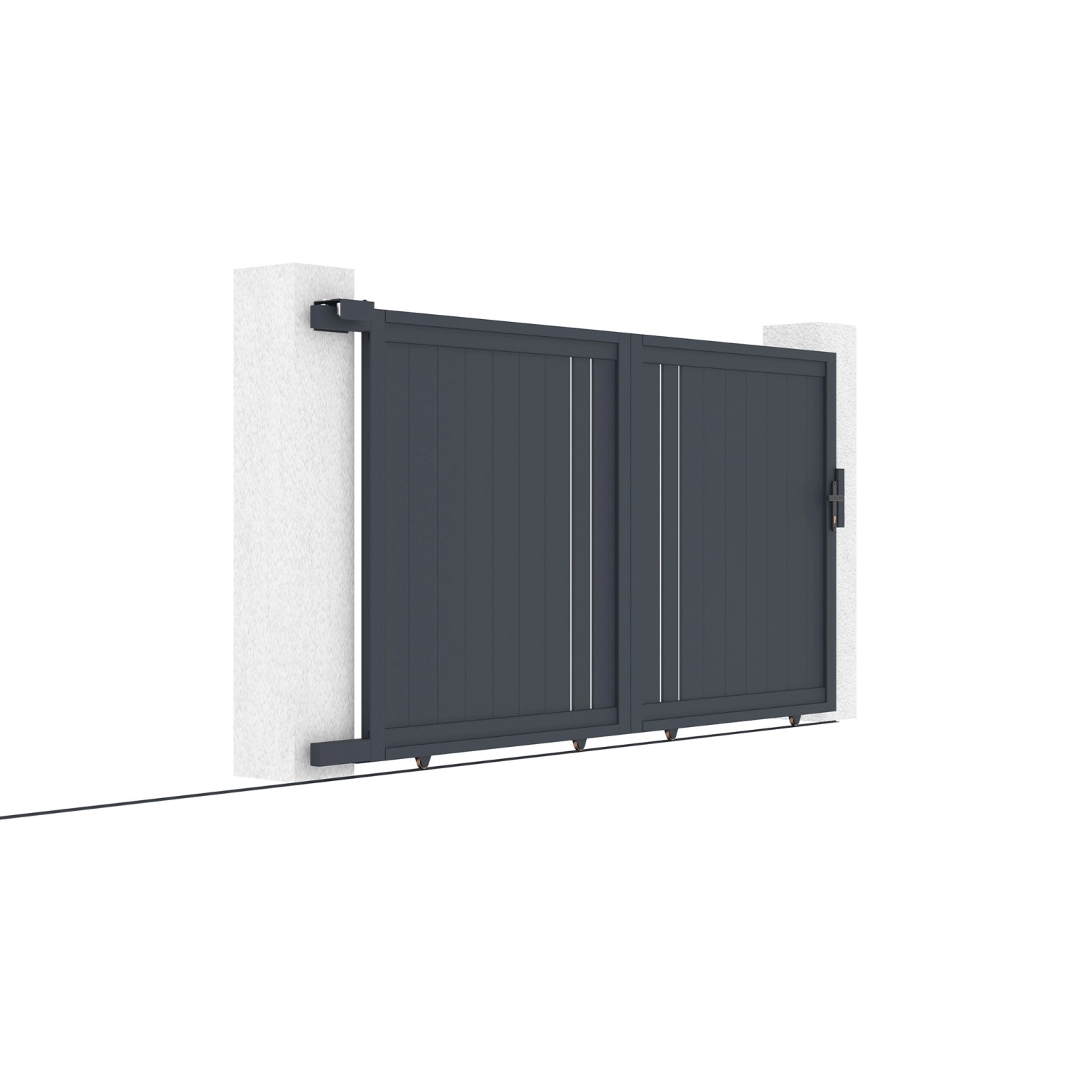 Graues Casanoov Aluminium Schiebetor Giona 3M, Ansicht von der Seite.