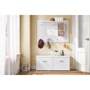 SoBuy Wandgarderobe Garderobenleiste mit Regal und Haken Garderobenpaneel für Flur FHK36-W