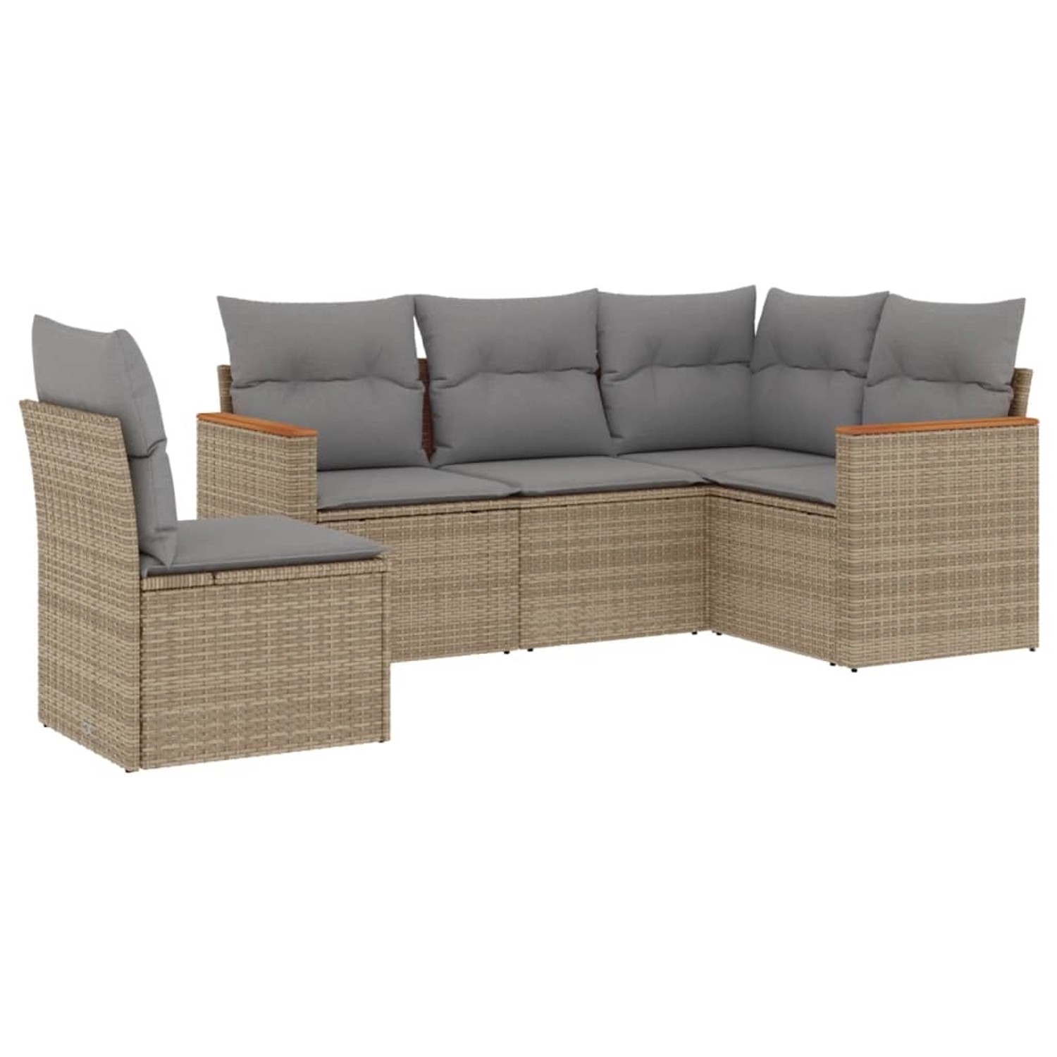 vidaXL 5-tlg Garten-Sofagarnitur mit Kissen Beige Poly Rattan Modell 146 günstig online kaufen