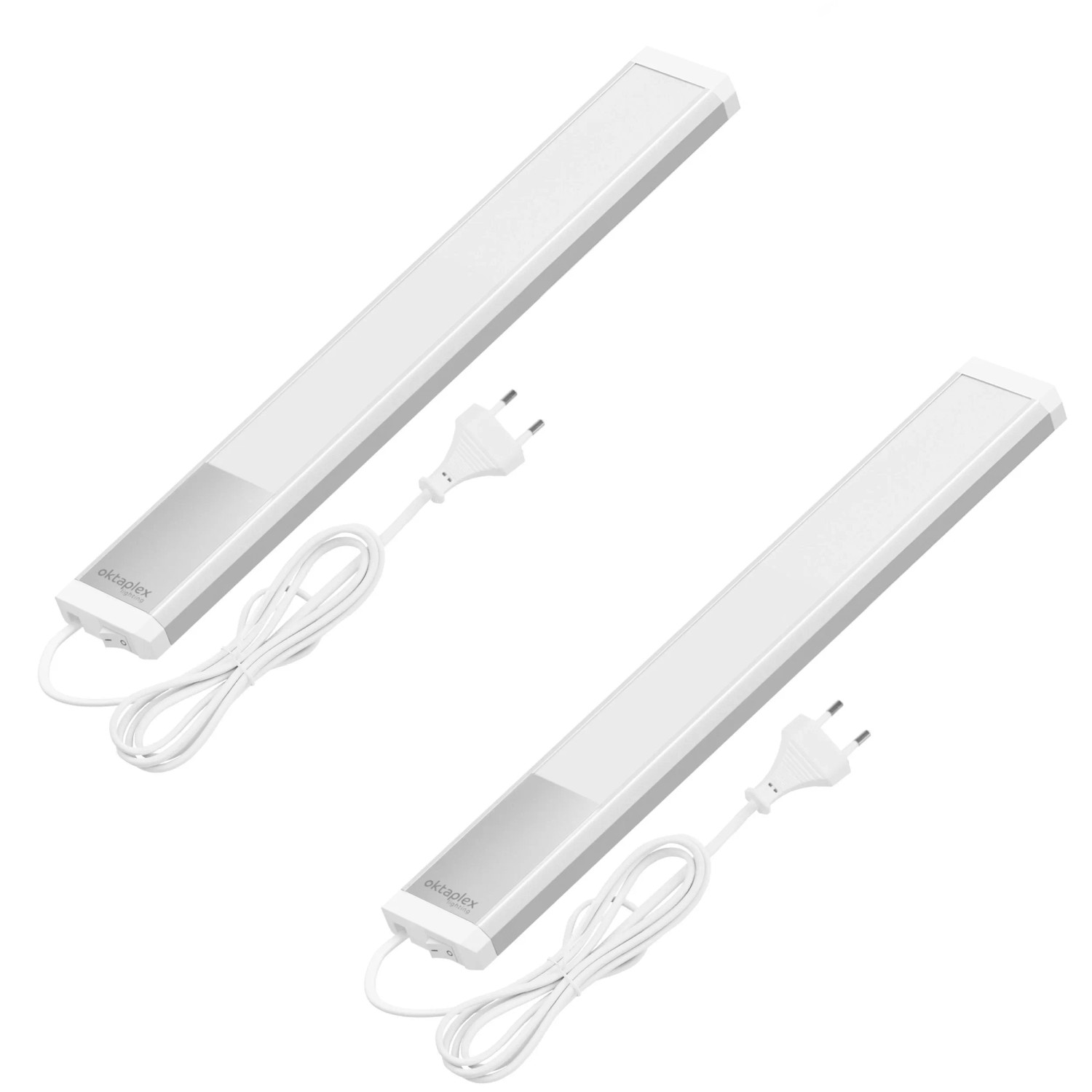 Oktaplex Riva 2er Set LED-Unterbauleuchte Aluminium Warmweiß 3000K 40 cm 6W Küche Flach mit Schalter 230V