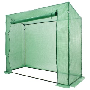 Foliengewächshaus Tomatengewächshaus mit Gitternetzfolie und aufrollbarer Tür.