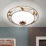 Orion Deckenleuchte Fleur, Ø 40cm, antik: Runde Lampe mit floralem Metallrahmen und opalem Glasschirm.