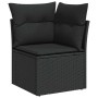 Schwarzes vidaXL Gartenmöbel-Set: Ecksofa aus Polyrattan mit Kissen.