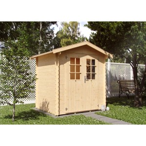 Kiehn-Holz Gartenhaus KH 19-009, naturbelassen, 180x150 cm. Holz-Gartenhaus mit Doppeltür und Fenster.