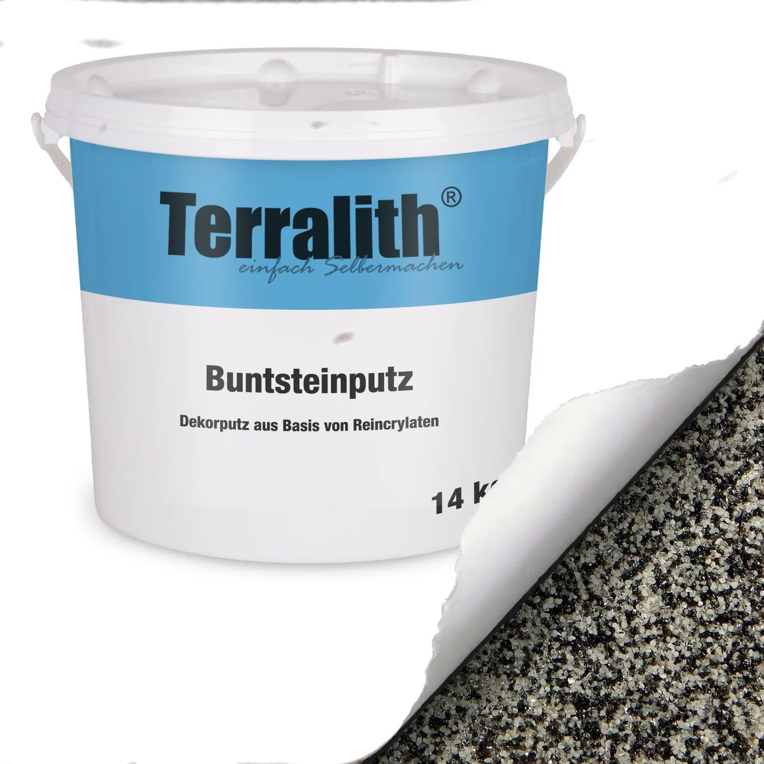 Terralith Buntsteinputz Mosaikputz 2mm 14 kg BSP83 Weiss Schwarz