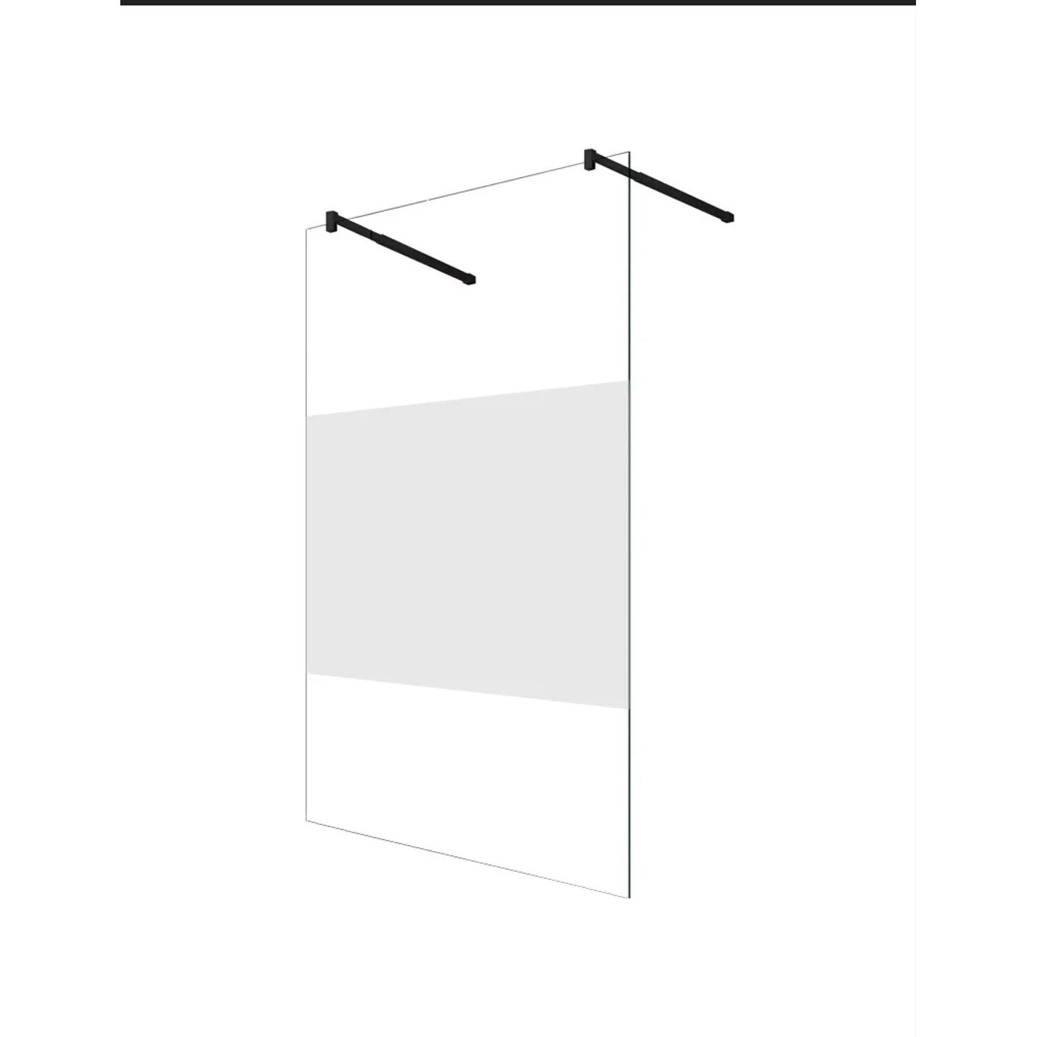 Glaszentrum Hagen 138x200cm Freistehende Dusche Satin 2x Halter Black