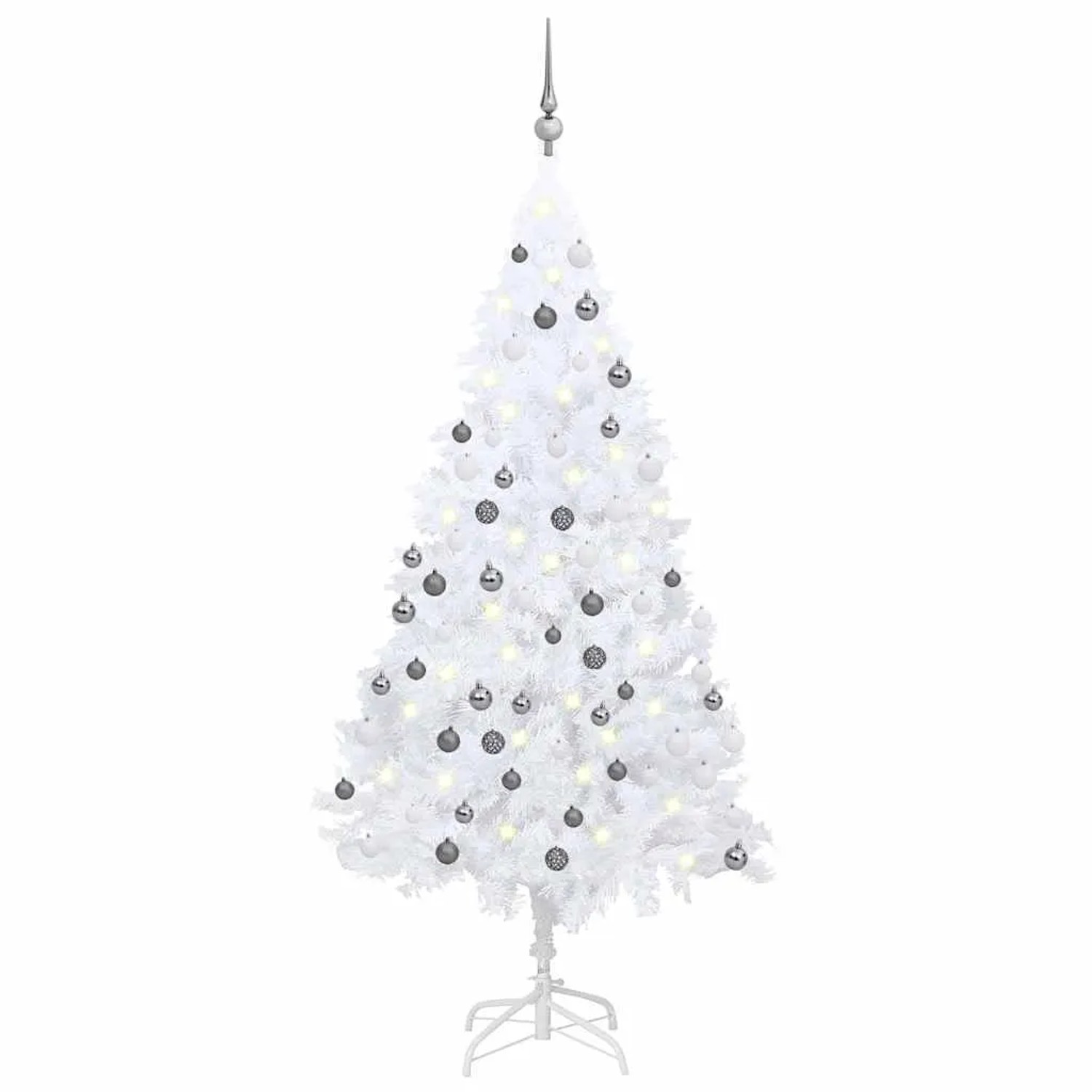 vidaXL Künstlicher Weihnachtsbaum mit Beleuchtung & Kugeln Weiß 180 cm 3077713