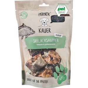 Primox Kauer Premium Seelachshappen, 200g. Getrocknete Hunde-Natursnacks aus Seelachs, fettarm und proteinreich.