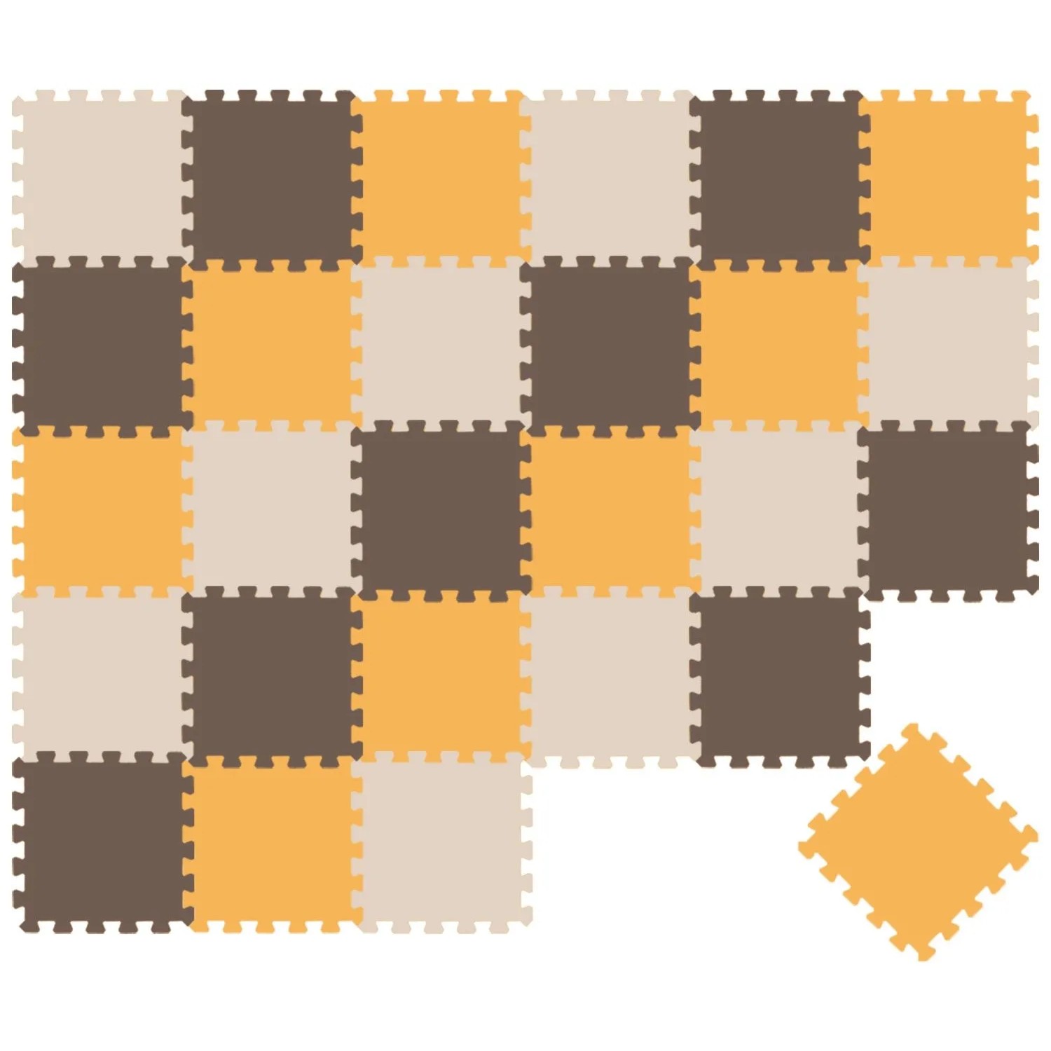 LittleTom Baby & Kinder Puzzlematte 30 x 30 cm 27 Teile Beige Braun Gelb
