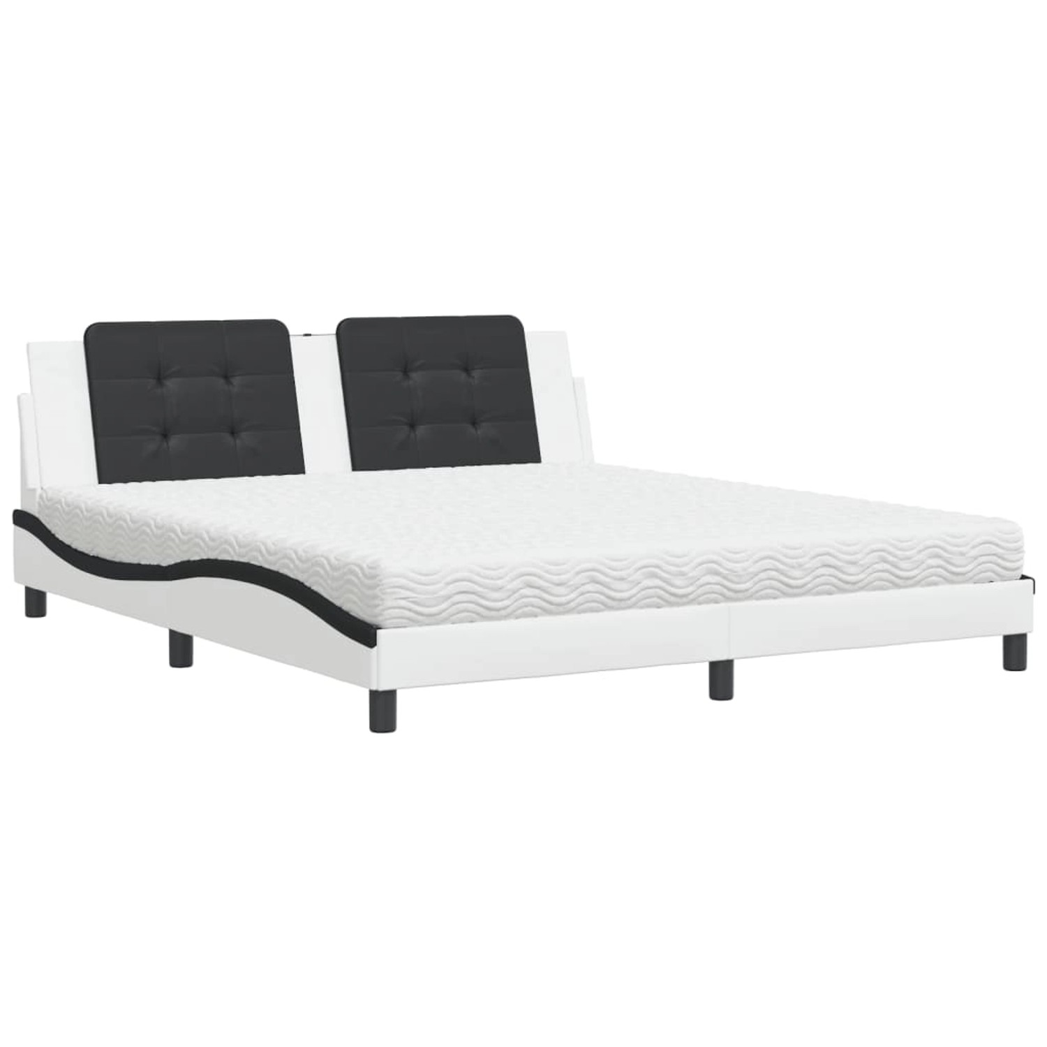 vidaXL Bett mit Matratze Zadar Weiß und Schwarz 180x200 cm Kunstleder 3208886