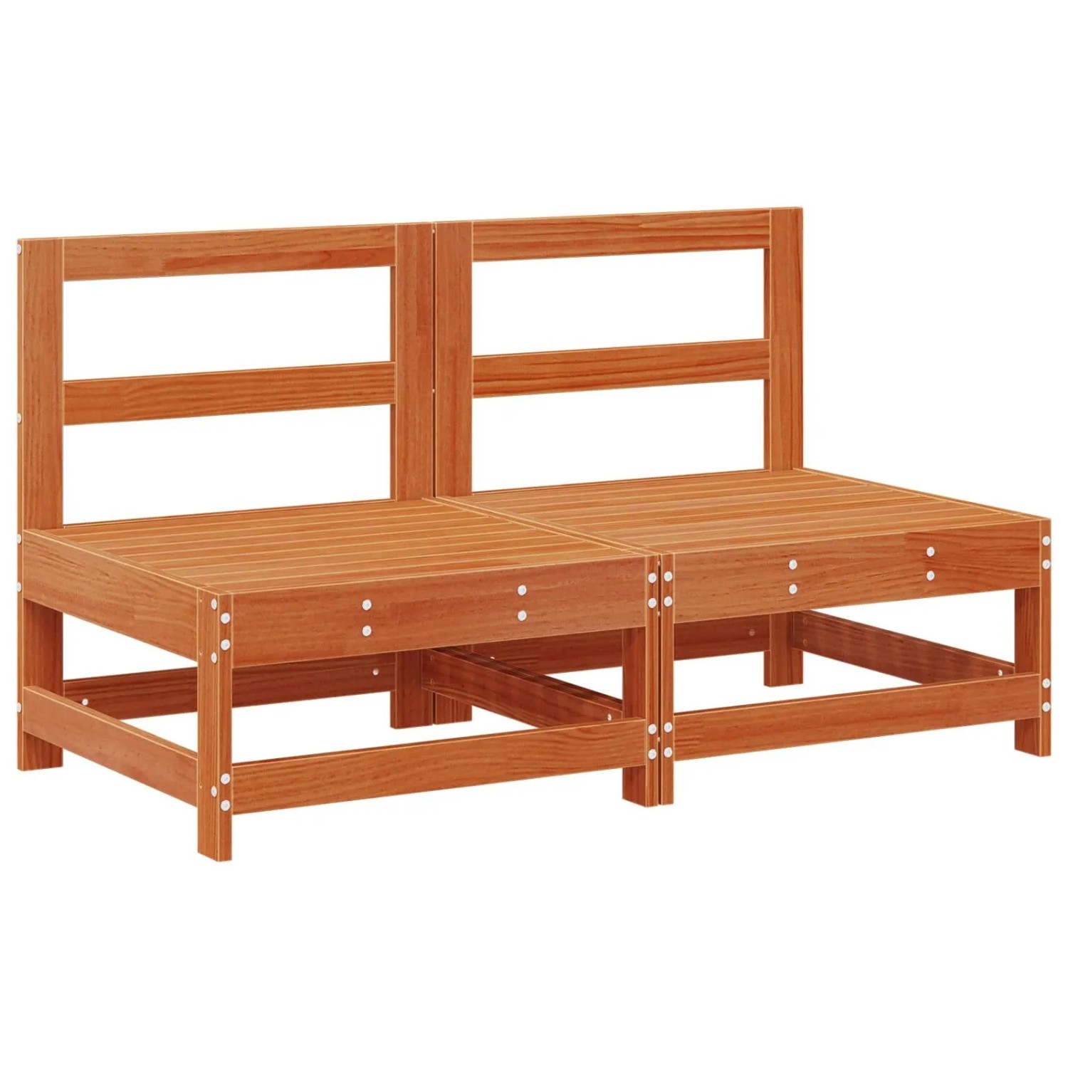 vidaXL Garten Mittelssofa Massives Kiefernholz Wachsbraun 865496