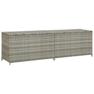 Graue furnicato Gartenbox aus Poly Rattan, 200x50x60 cm. Universalbox für Gartenartikel.