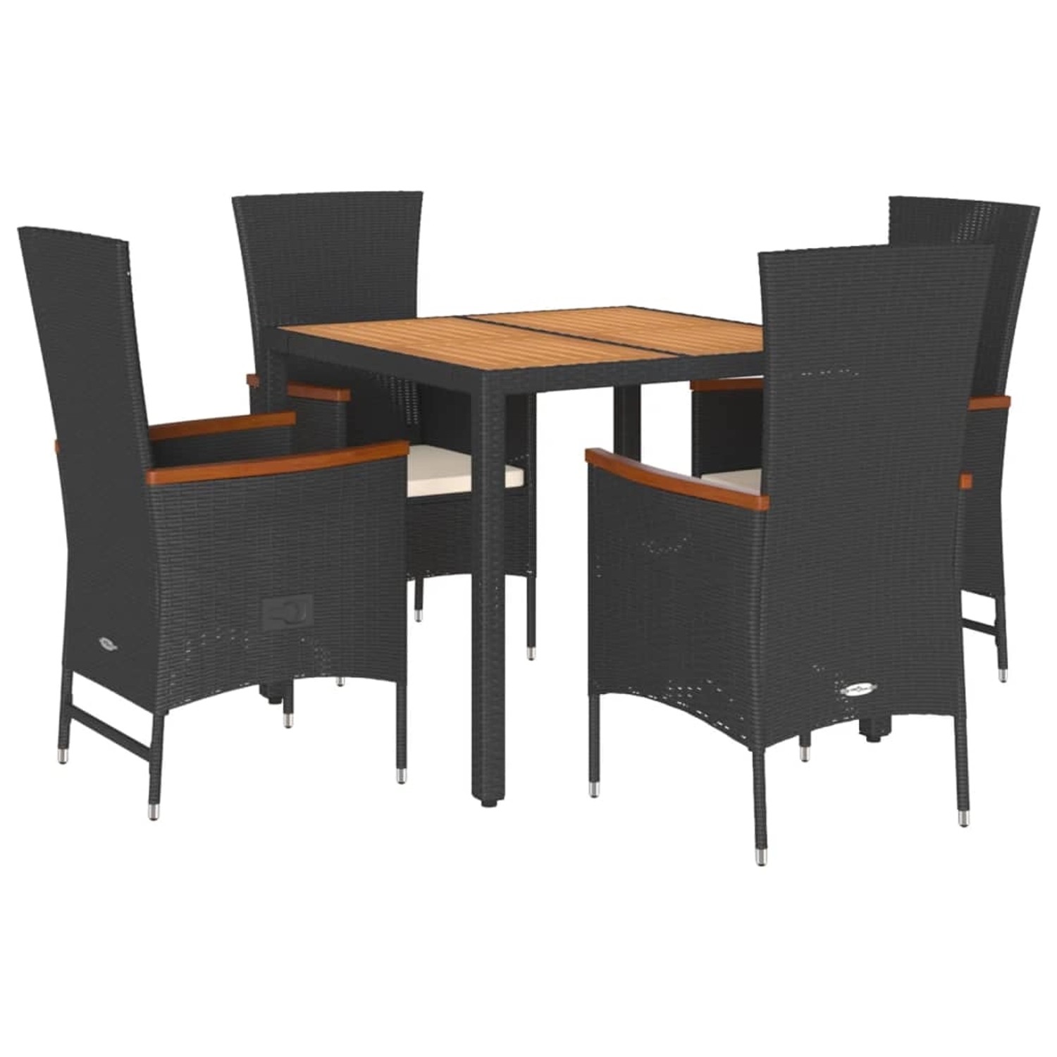 vidaXL 5-Tlg Garten-Essgruppe mit Kissen Schwarz Poly Rattan 3277505 günstig online kaufen