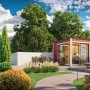 Lasita Gartenhaus Palermo 3,0x3,0m, schwedenrot, mit Schiebetüren und Fußboden. Holz-Gartenhaus im modernen Design.