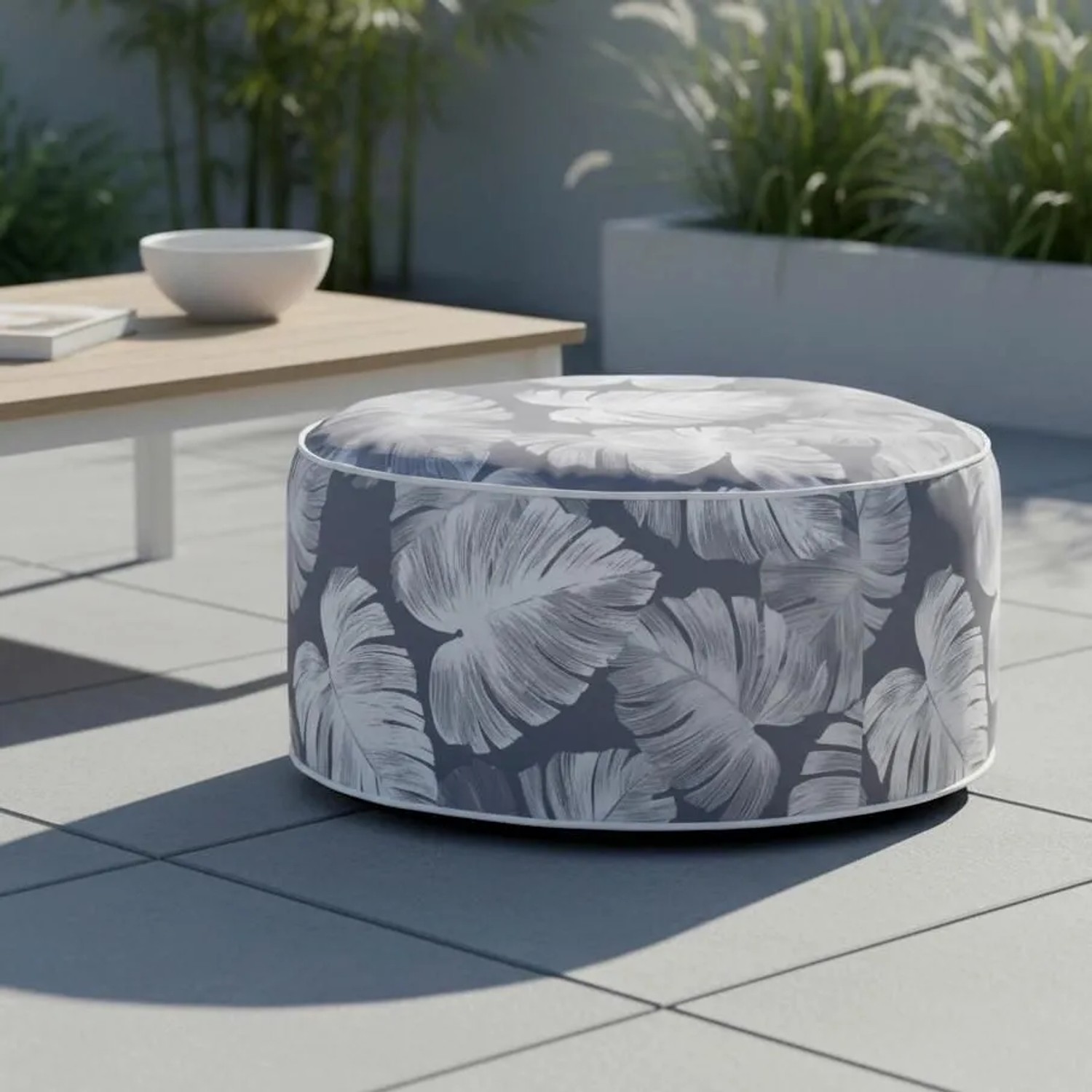 Bessagi Garden Pouf Cassy Grau ca. 53x23 cm