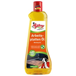 Poliboy Arbeitsplatten Öl 500ml für Holzoberflächen, lösemittelfrei und lebensmittelecht.