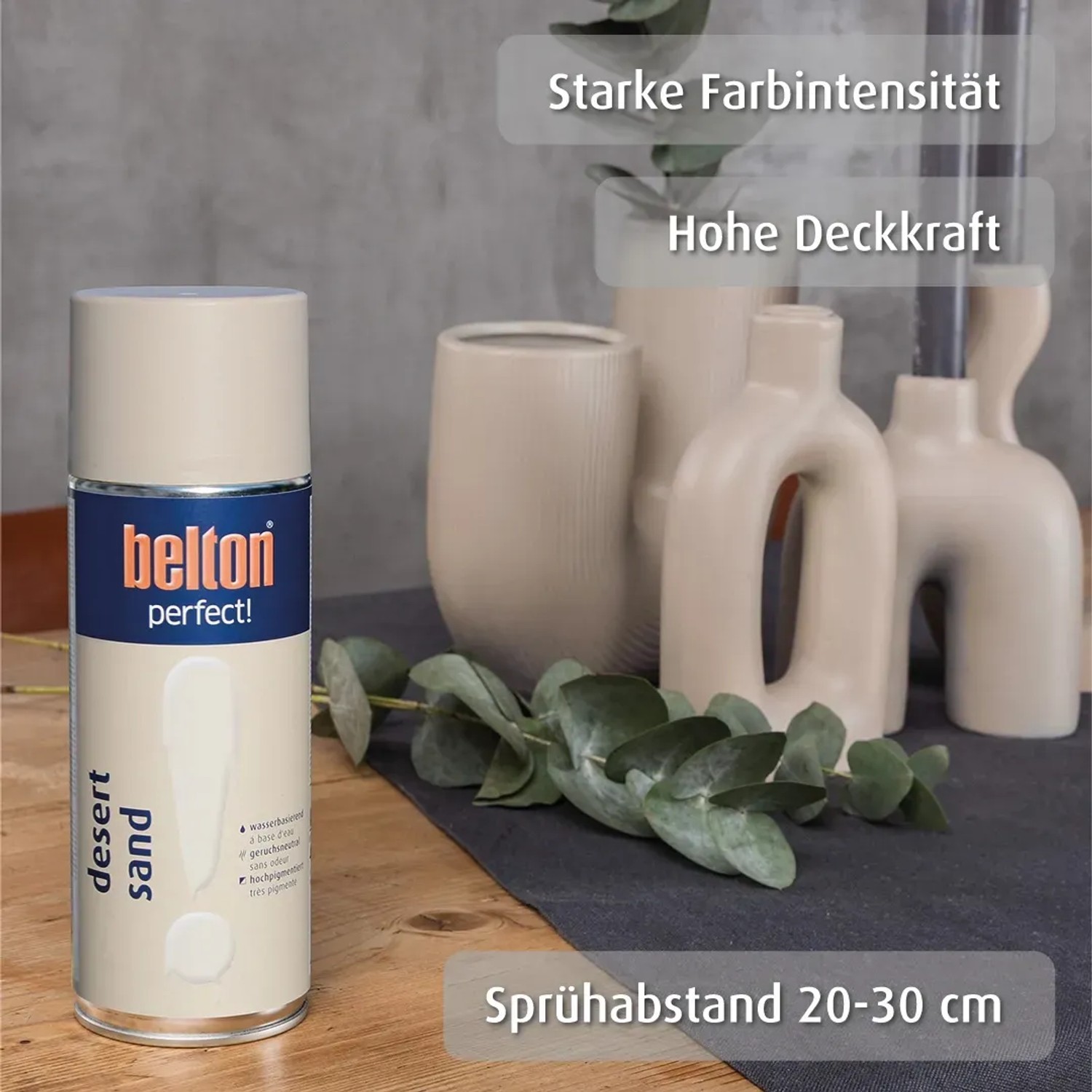 belton Buntlack Perfect Desert Sand seidenmatt, 150ml Dose. Buntlack-Spray für Innen- und Außen.