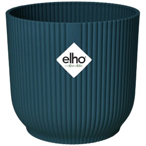 Elho Blumentopf Vibes Fold, Ø 30 cm, tiefes Blau, gerippte Struktur.