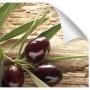 Myspotti Küchenrückwandfolie Mediterran mit Oliven auf Holzstruktur, selbstklebend.