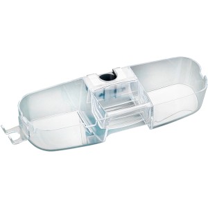Wenko Duschstangencaddy Premium, transparentes Duschregal mit 3 Fächern und Haken zur Montage an der Duschstange.