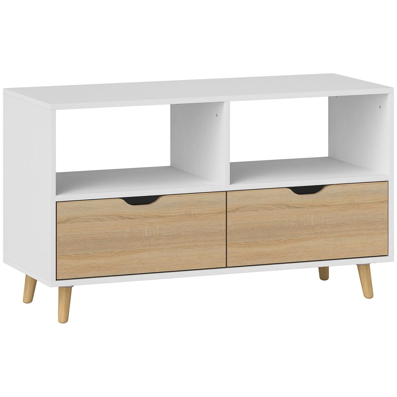 HOMCOM TV Schrank Lowboard Spanplatte Weiß 99L x 39B x 58,3H cm