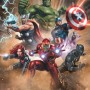 Komar Vliesfototapete mit Avengers Superpower Motiv, zeigt Hulk, Iron Man, Thor, Captain America, Black Widow und Black Panther.