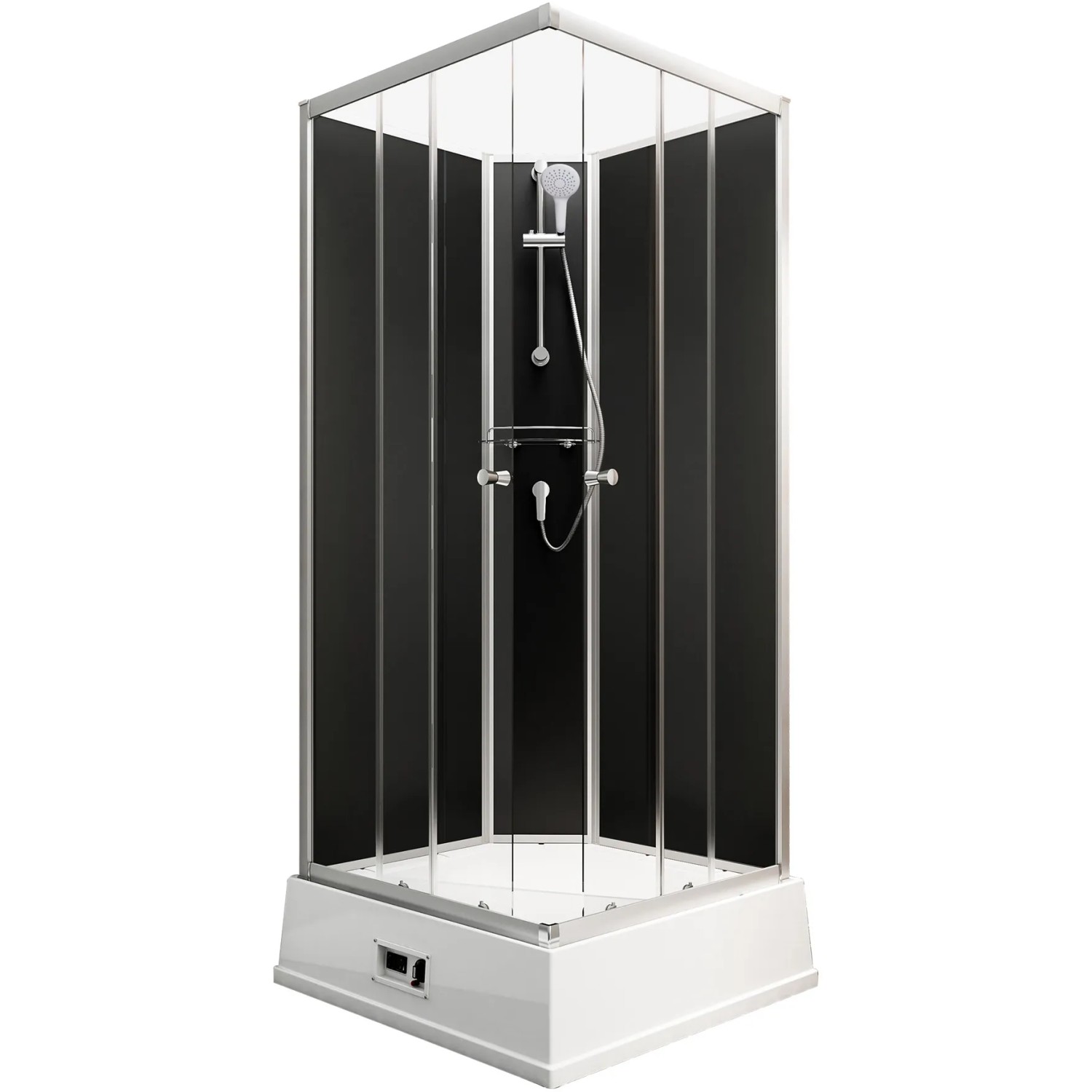 Schulte Komplettduschkabine Korfu II mit Boiler und Pumpe, Alu-Natur/Schwarz