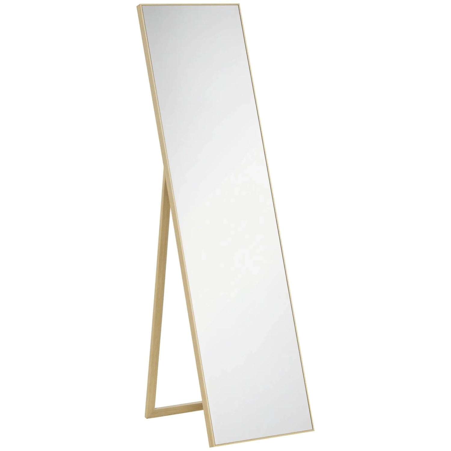 HOMCOM Ankleidespiegel mit Holzmaserung MDF Glas Silber 40L x 3B x 150H cm