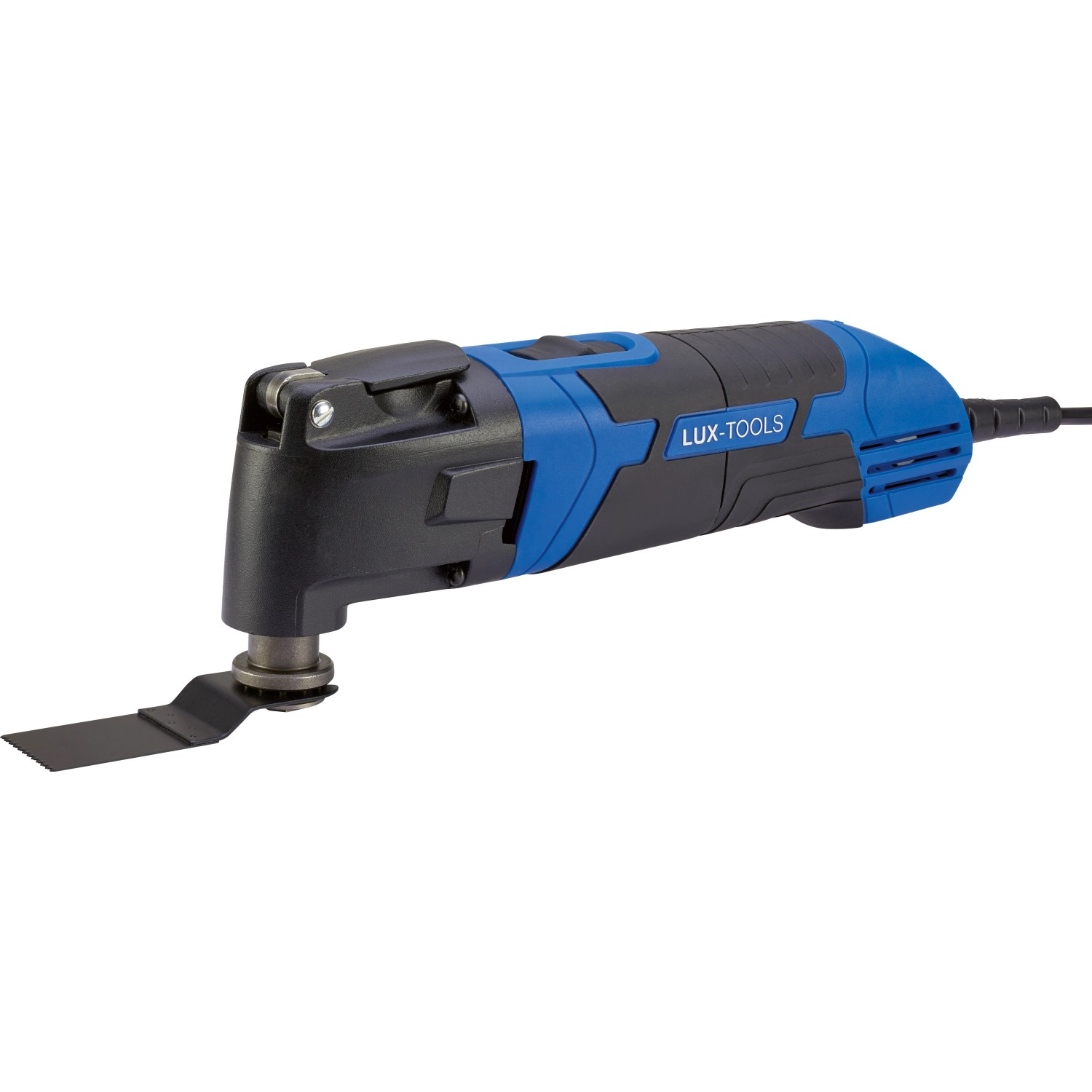 LUX Multitool E-MFW-23, 7-teilig, blau-schwarz mit Sägeblatt. Multifunktionswerkzeug für Heimwerker.