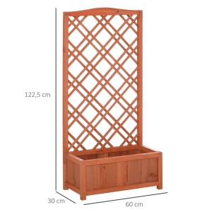 Outsunny Pflanzkasten aus Tannenholz, gelb, mit Rankgitter, 60x30x122,5cm.
