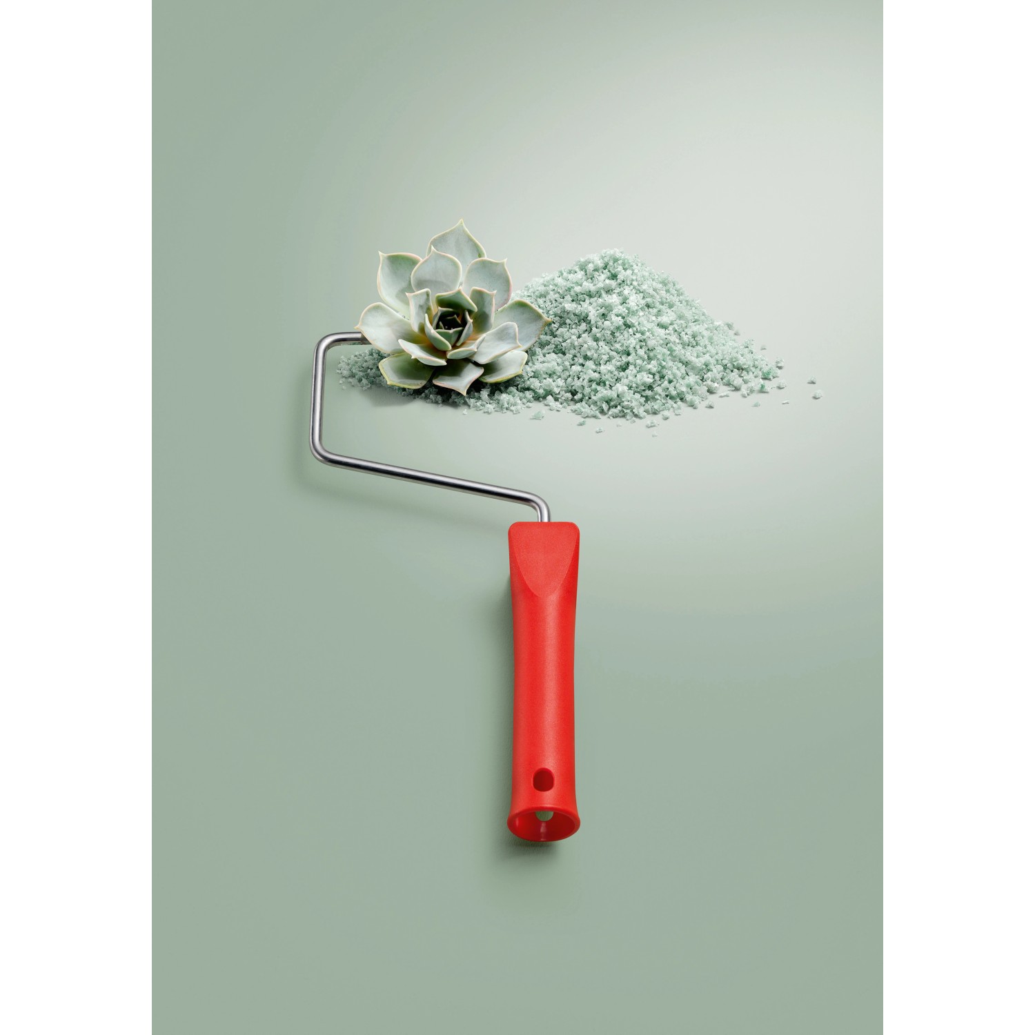 Schöner Wohnen Trendfarbe Spa Farbtester mit Farbrolle und Deko.