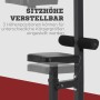 Detailaufnahme: Verstellbarer Sitz der schwarzen HOMCOM Kraftturm Dip-Station.