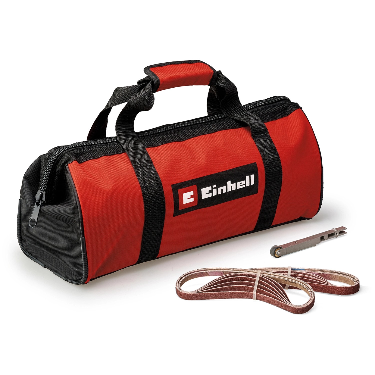 Einhell Akku-Bandfeile TE-BF 18 V Li-Solo mit Zubehör und Transporttasche.