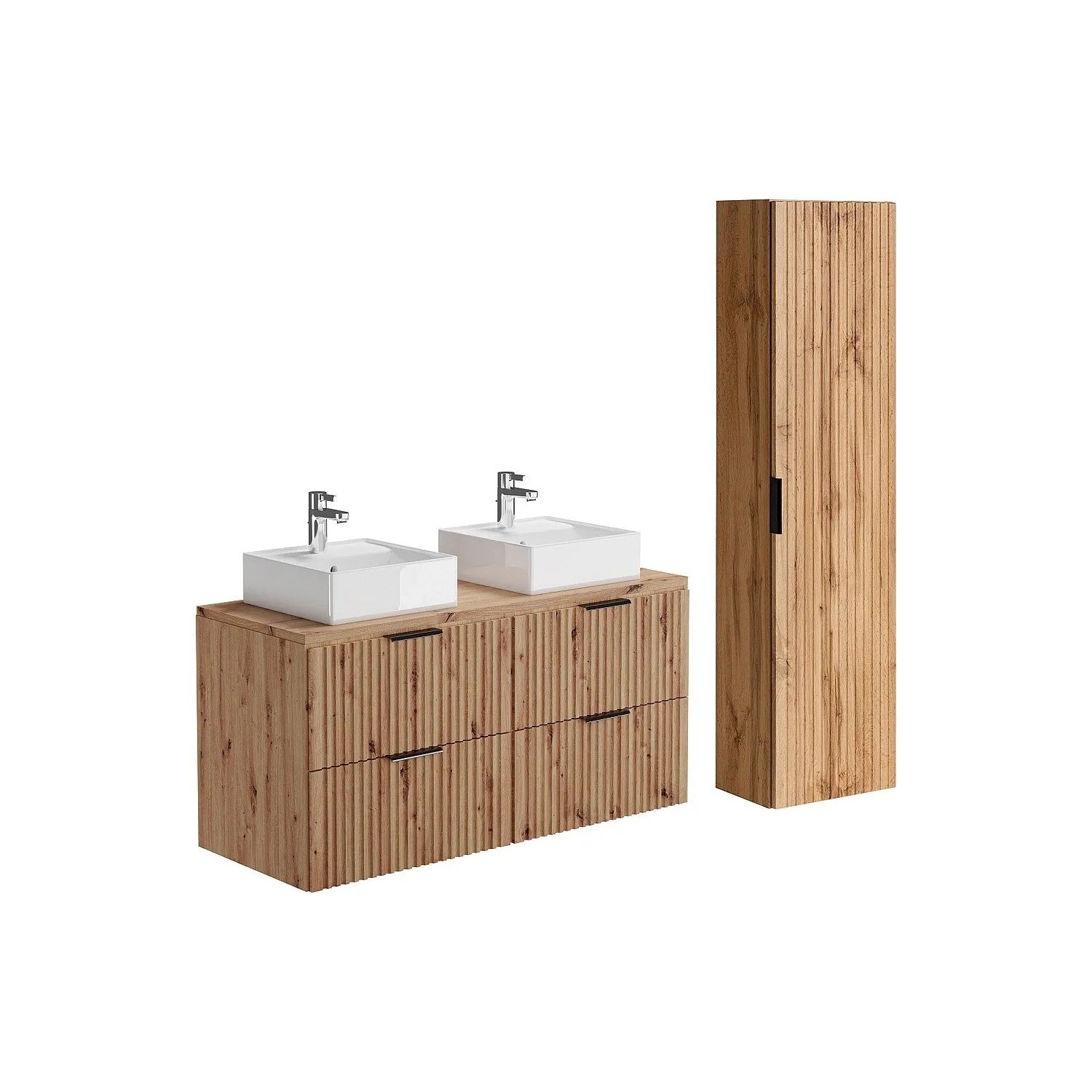 Vente-unique Badmöbel-Set Zevara Naturfarben Hell 120 cm