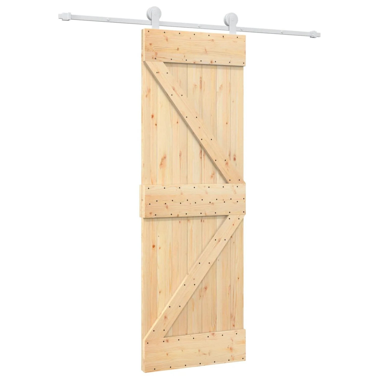 vidaXL Schiebetür Natur und Weiß 70 x 210 cm Massivkiefer 3445004