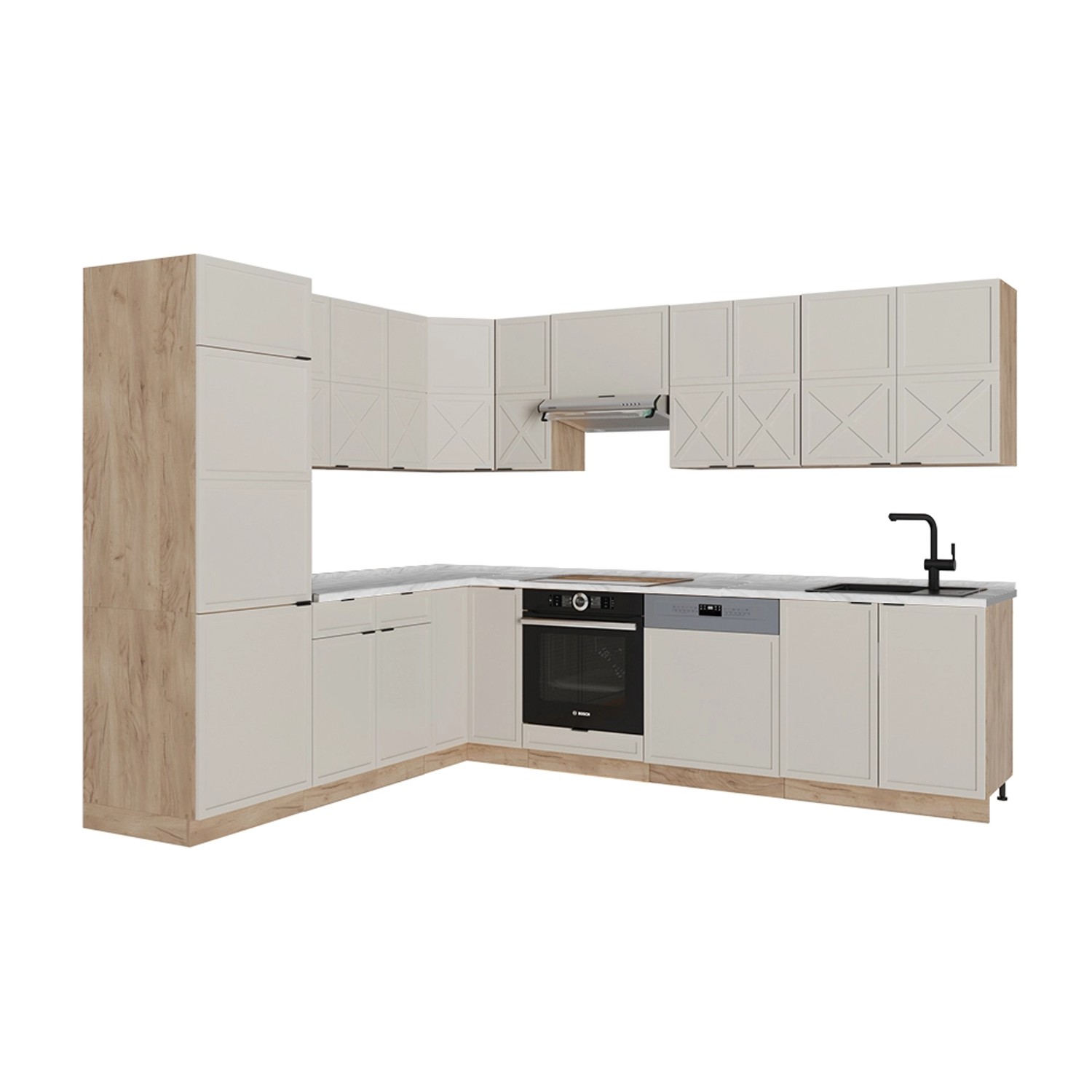 Vicco Fame-Line Eckküche GrauBeige/Goldkraft Eiche 227 x 287 cm AP Marmor günstig online kaufen