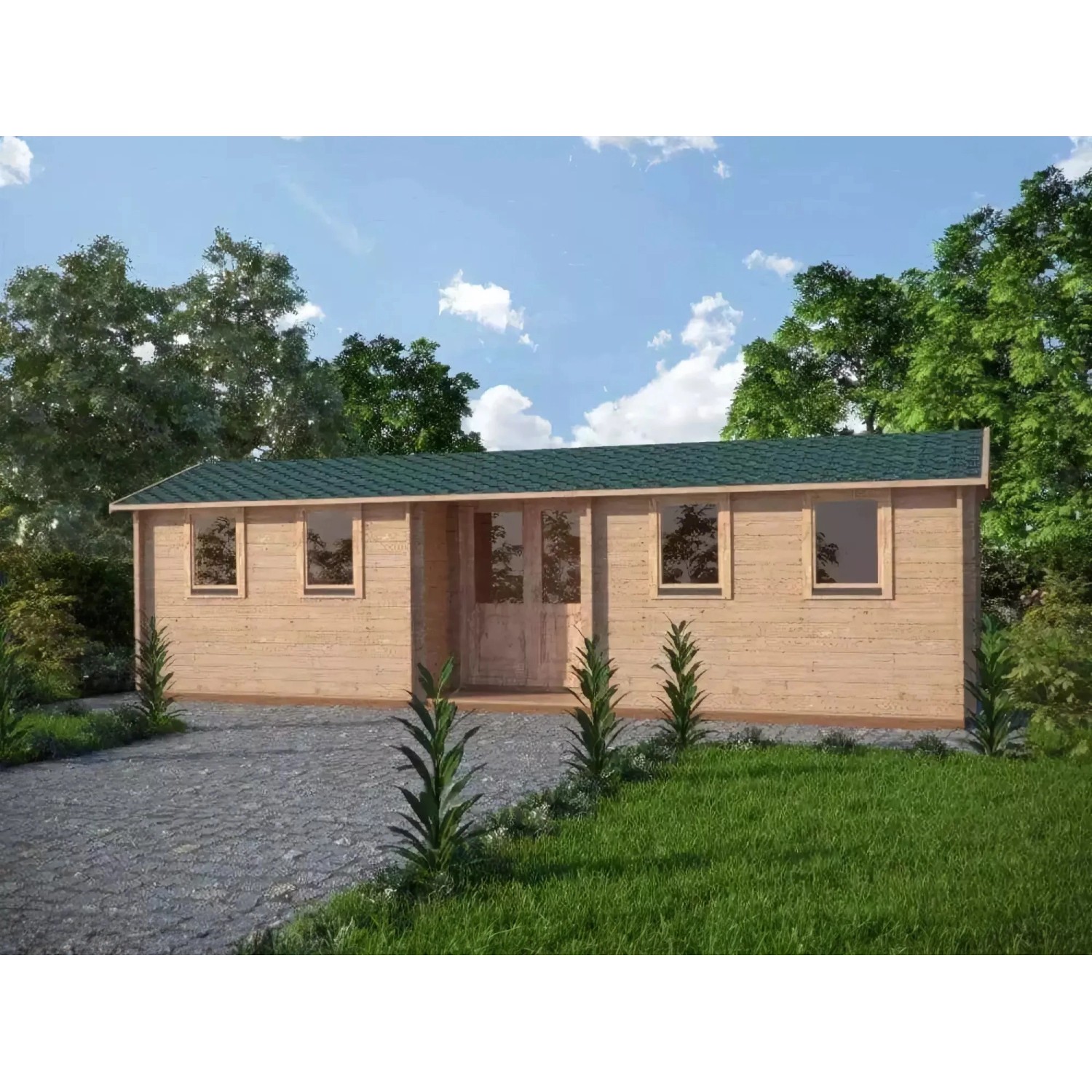 Alpholz Gartenhaus/Gerätehaus Helmand Satteldach 920 cm x 330 cm Hellbraun