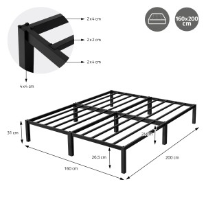 ML-Design Metallbett 160x200 cm Stahlrahmen mit Lattenrost Schwarz Bettgestell