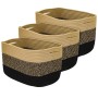 HMF 39010-37CM-81 Aufbewahrungskorb Versteckten Griffen 3er Set Korb Baumwolle 37 x 25 x 22 cm Schwarz-Honig