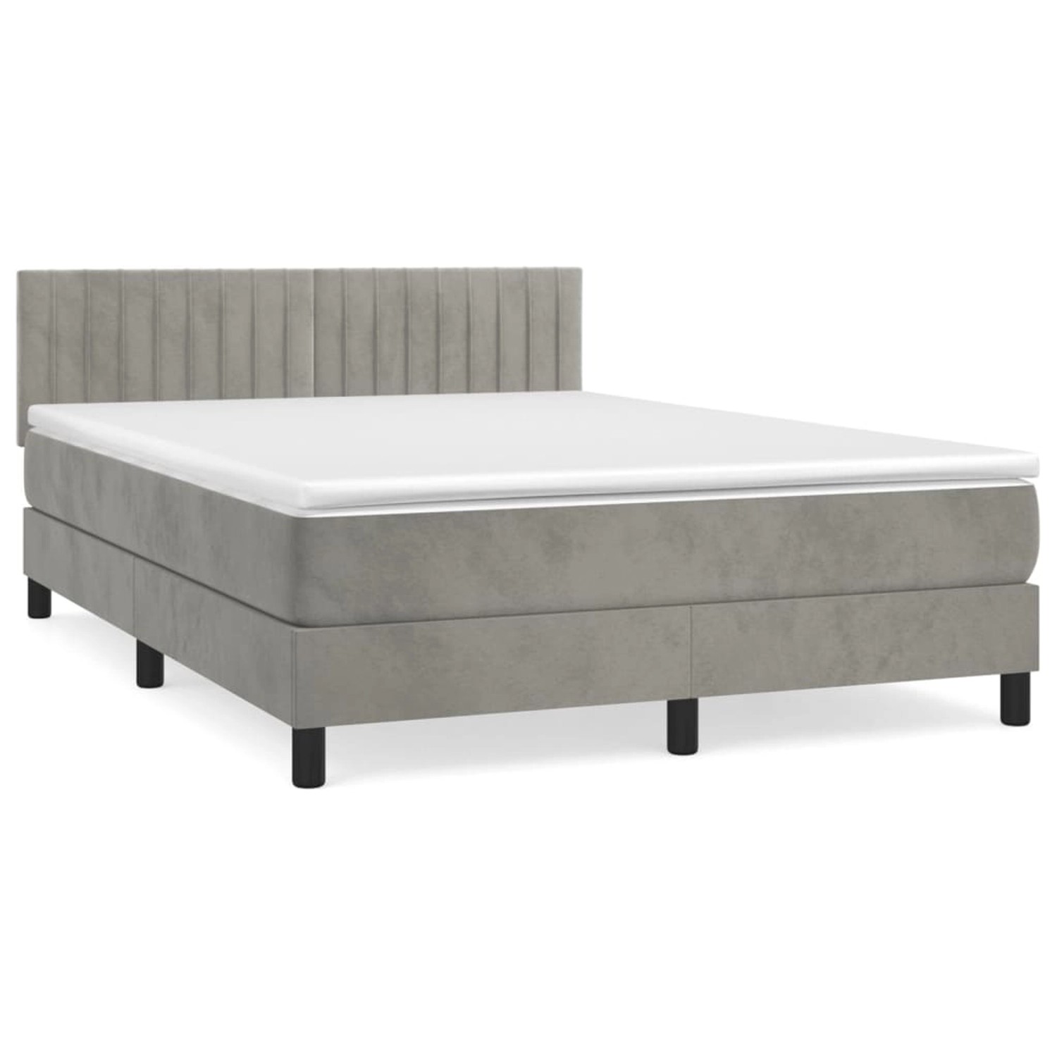 vidaXL Boxspringbett mit Matratze Hellgrau 140x200 cm Samt 3141425 günstig online kaufen