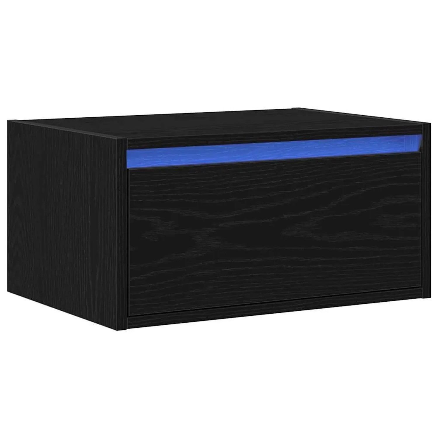 vidaXL Wand-Nachttisch mit LED-Leuchten Schwarz Eichen-Optik 860213