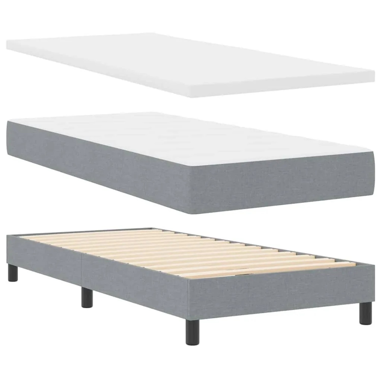 vidaXL Boxspringbett mit Matratze Hellgrau 90 x 200 cm 3341146 günstig online kaufen