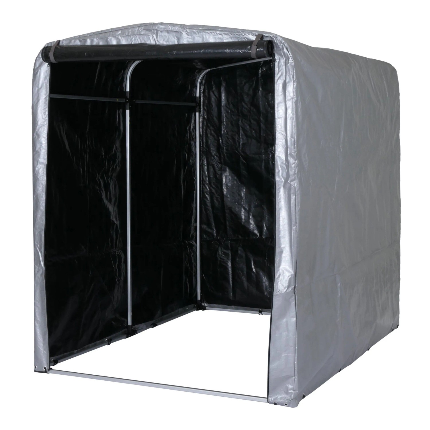 PROREGAL Fahrradgarage HxBxT 201x157x201cm Foliengarage Aufbewahrungsgarage Garagenzelt Silber Alu UV-Schutz Wasserfest
