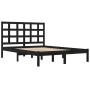 Schwarzes Massivholzbett 200x200 cm mit Lattenrost und Kopfteil für Schlafzimmer.