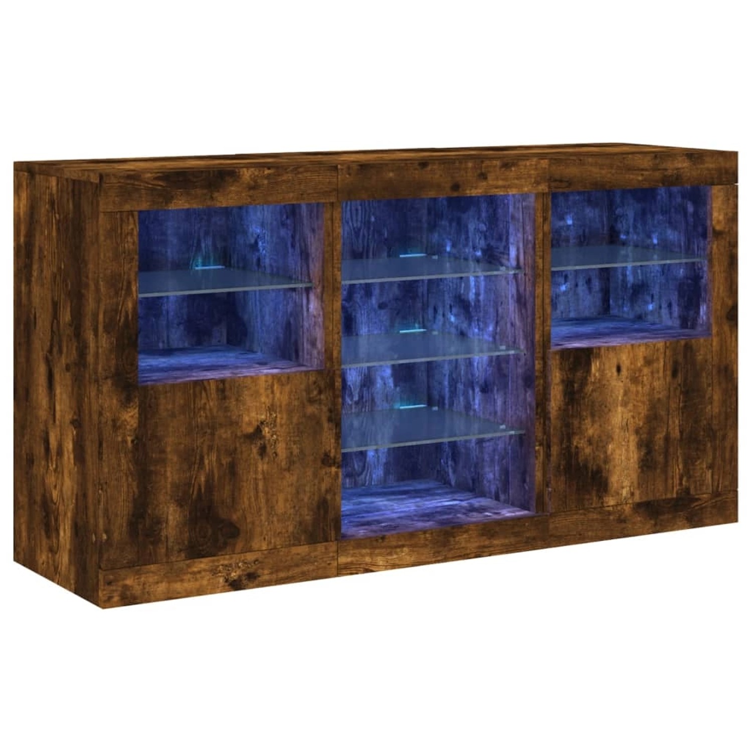 vidaXL Sideboard mit LED-Leuchten Räuchereiche 123x37x67 cm 3209083 günstig online kaufen